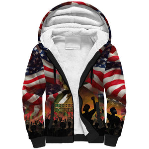 Frederick Douglass Sherpa Hoodie American Flag Background Powerful Quote Build Strong Children Civil Rights Tribute - African Pride
