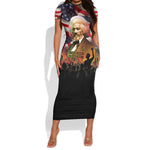 Frederick Douglass Short Sleeve Bodycon Dress American Flag Background Powerful Quote Build Strong Children Civil Rights Tribute TS04