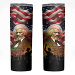 Frederick Douglass Skinny Tumbler American Flag Background Powerful Quote Build Strong Children Civil Rights Tribute - African Pride