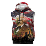 Frederick Douglass Sleeveless Hoodie American Flag Background Powerful Quote Build Strong Children Civil Rights Tribute - African Pride
