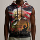 Frederick Douglass Sleeveless Hoodie American Flag Background Powerful Quote Build Strong Children Civil Rights Tribute - African Pride