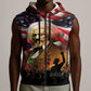 Frederick Douglass Sleeveless Zip Hoodie American Flag Background Powerful Quote Build Strong Children Civil Rights Tribute - African Pride