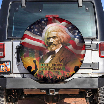 Frederick Douglass Spare Tire Cover American Flag Background Powerful Quote Build Strong Children Civil Rights Tribute - African Pride