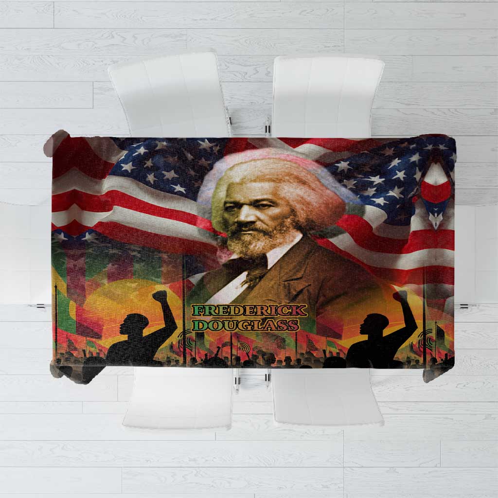 Frederick Douglass Tablecloth American Flag Background Powerful Quote Build Strong Children Civil Rights Tribute - African Pride