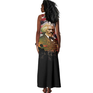 Frederick Douglass Tank Maxi Dress American Flag Background Powerful Quote Build Strong Children Civil Rights Tribute - African Pride