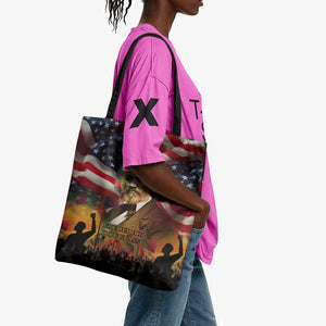 Frederick Douglass Tote Bag American Flag Background Powerful Quote Build Strong Children Civil Rights Tribute - African Pride