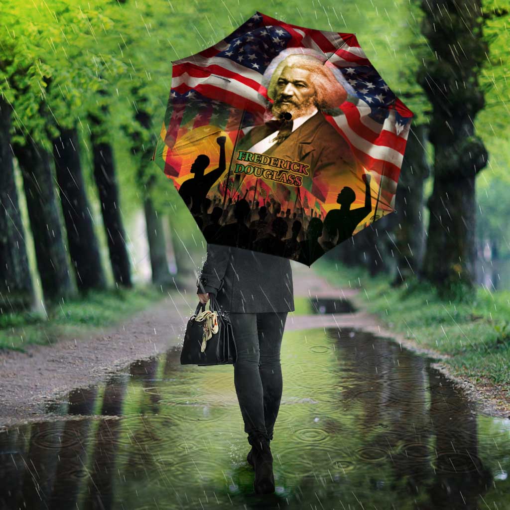 Frederick Douglass Umbrella American Flag Background Powerful Quote Build Strong Children Civil Rights Tribute - African Pride