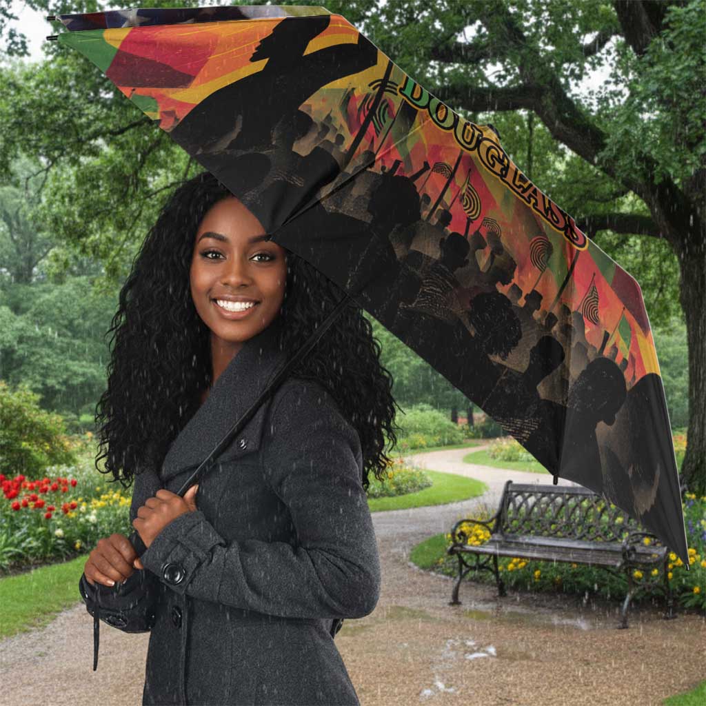 Frederick Douglass Umbrella American Flag Background Powerful Quote Build Strong Children Civil Rights Tribute - African Pride