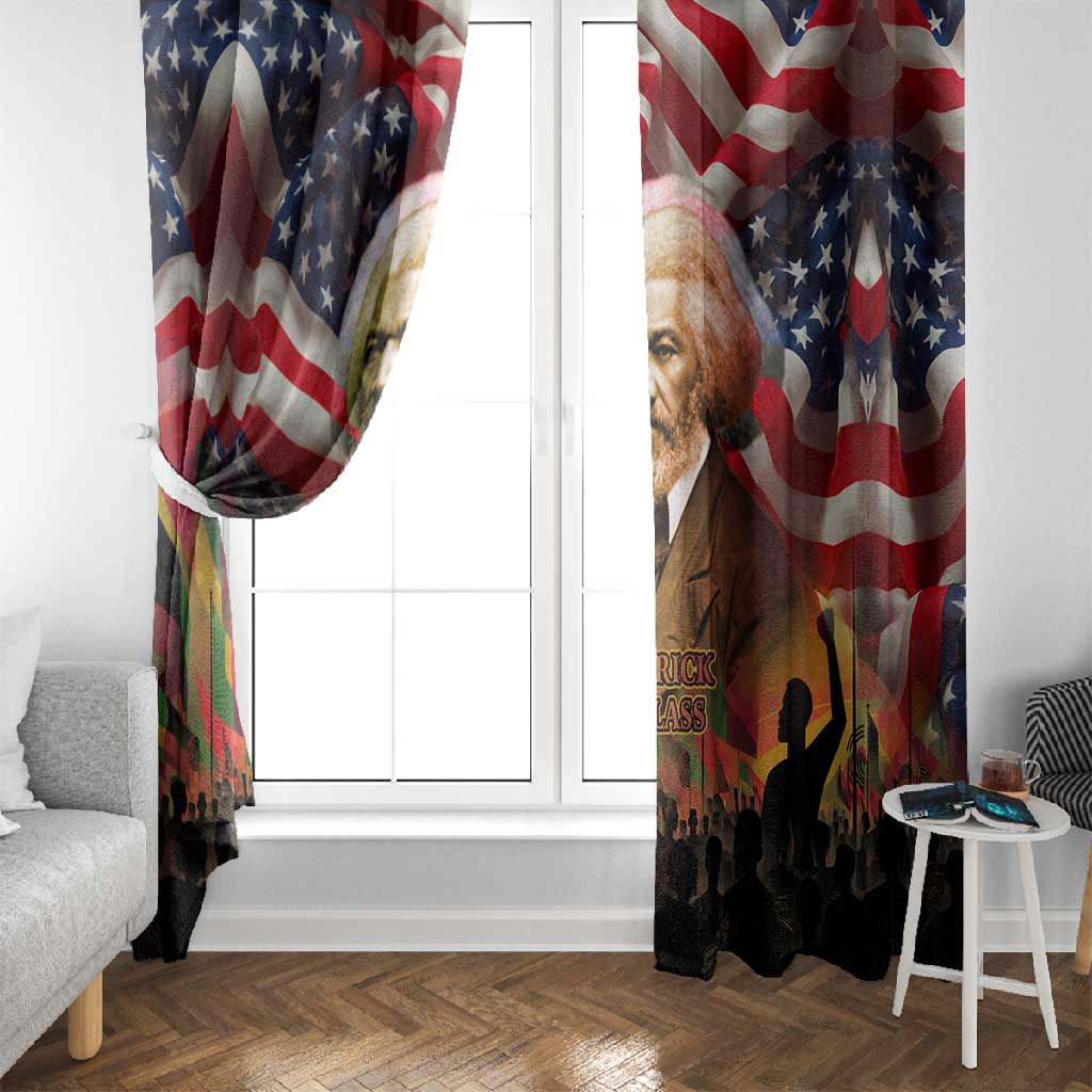 Frederick Douglass Window Curtain American Flag Background Powerful Quote Build Strong Children Civil Rights Tribute - African Pride