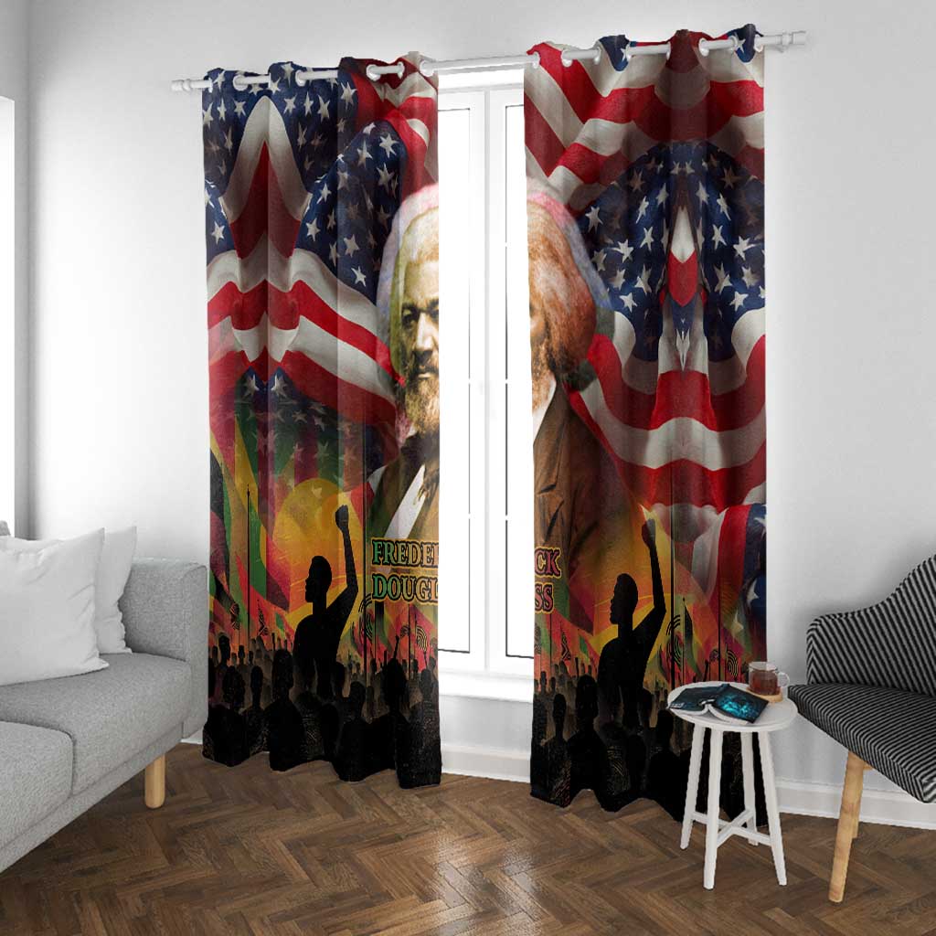 Frederick Douglass Window Curtain American Flag Background Powerful Quote Build Strong Children Civil Rights Tribute - African Pride