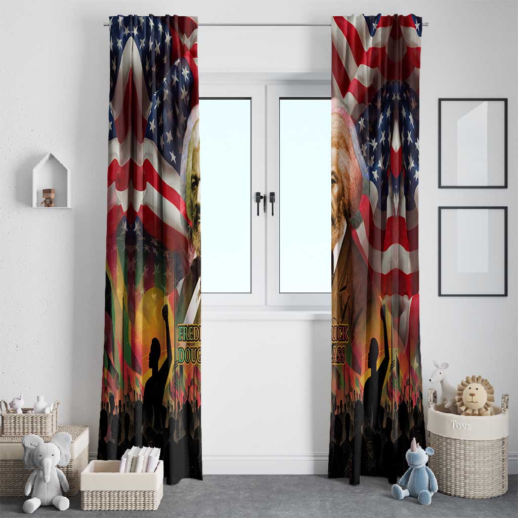 Frederick Douglass Window Curtain American Flag Background Powerful Quote Build Strong Children Civil Rights Tribute - African Pride