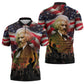 Frederick Douglass Zipper Polo Shirt American Flag Background Powerful Quote Build Strong Children Civil Rights Tribute - African Pride