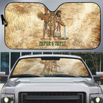 Neper and Nepit Auto Sun Shade Ancient Harvest and Fertility Design with Sickle and Grain