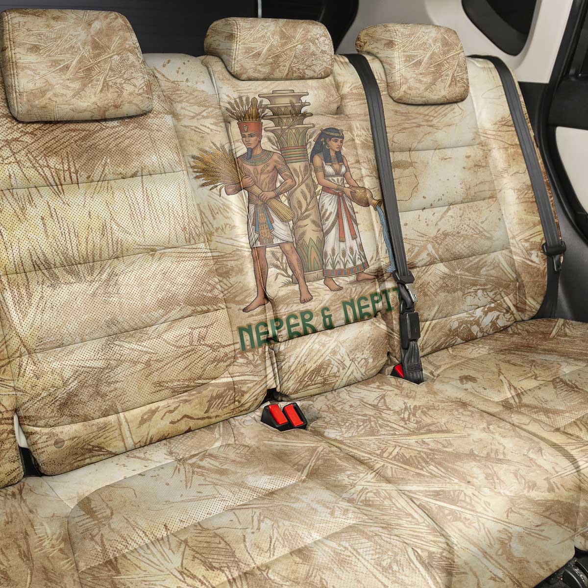 Neper and Nepit Back Car Seat Cover Ancient Harvest and Fertility Design with Sickle and Grain