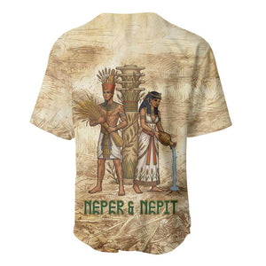 Neper and Nepit Baseball Jersey Ancient Harvest and Fertility Design with Sickle and Grain