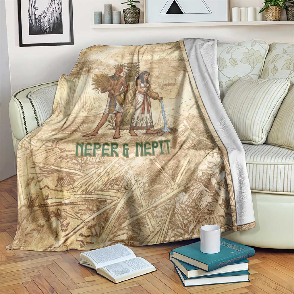 Neper and Nepit Blanket Ancient Harvest and Fertility Design with Sickle and Grain