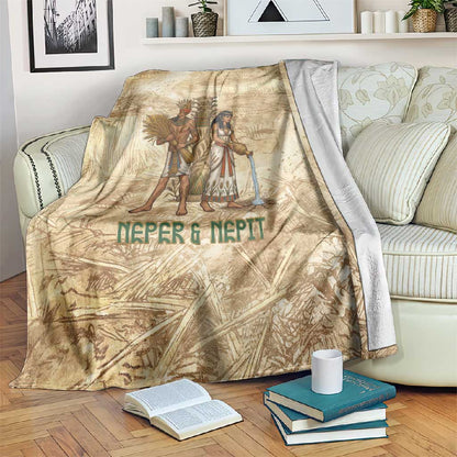 Neper and Nepit Blanket Ancient Harvest and Fertility Design with Sickle and Grain