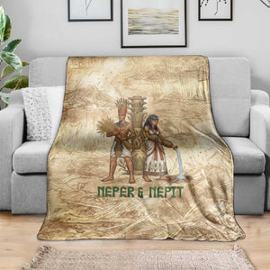 Neper and Nepit Blanket Ancient Harvest and Fertility Design with Sickle and Grain