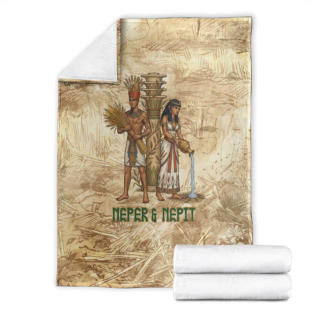 Neper and Nepit Blanket Ancient Harvest and Fertility Design with Sickle and Grain