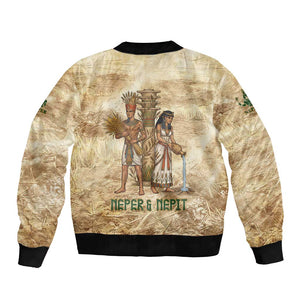 Neper and Nepit Bomber Jacket Ancient Harvest and Fertility Design with Sickle and Grain