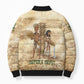 Neper and Nepit Bomber Puffer Jacket Ancient Harvest and Fertility Design with Sickle and Grain