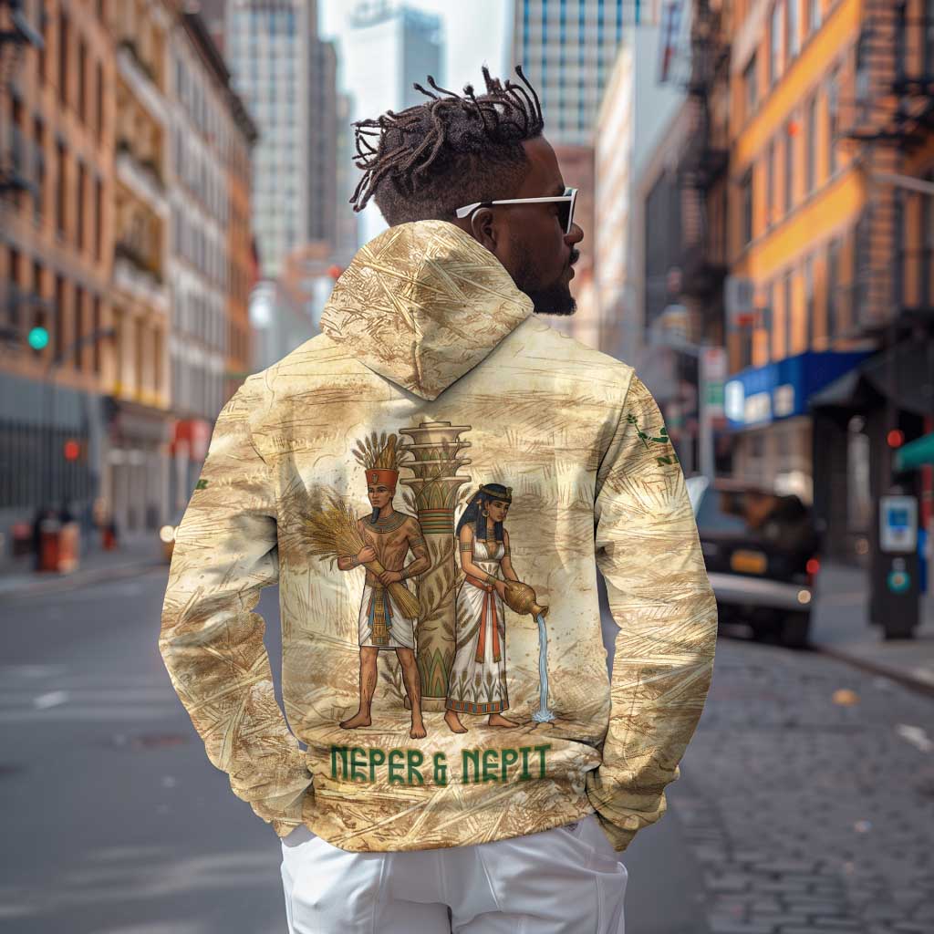 Neper and Nepit Hoodie Ancient Harvest and Fertility Design with Sickle and Grain