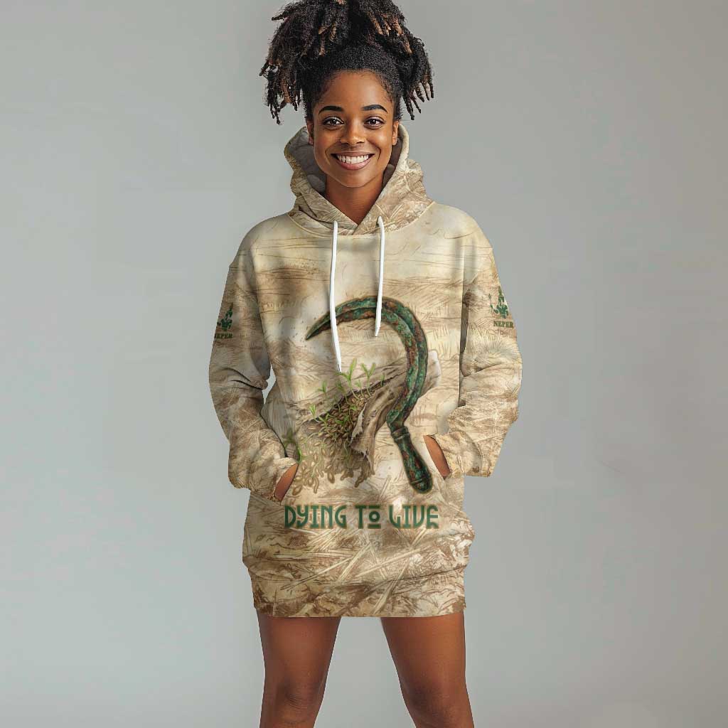 Neper and Nepit Hoodie Dress Ancient Harvest and Fertility Design with Sickle and Grain