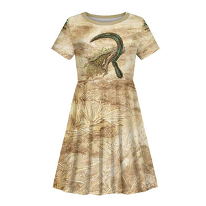 Neper and Nepit Kid Short Sleeve Dress Ancient Harvest and Fertility Design with Sickle and Grain