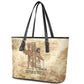 Neper and Nepit Leather Tote Bag Ancient Harvest and Fertility Design with Sickle and Grain