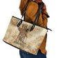 Neper and Nepit Leather Tote Bag Ancient Harvest and Fertility Design with Sickle and Grain