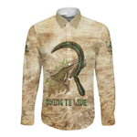 Neper and Nepit Long Sleeve Button Shirt Ancient Harvest and Fertility Design with Sickle and Grain