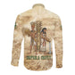 Neper and Nepit Long Sleeve Button Shirt Ancient Harvest and Fertility Design with Sickle and Grain