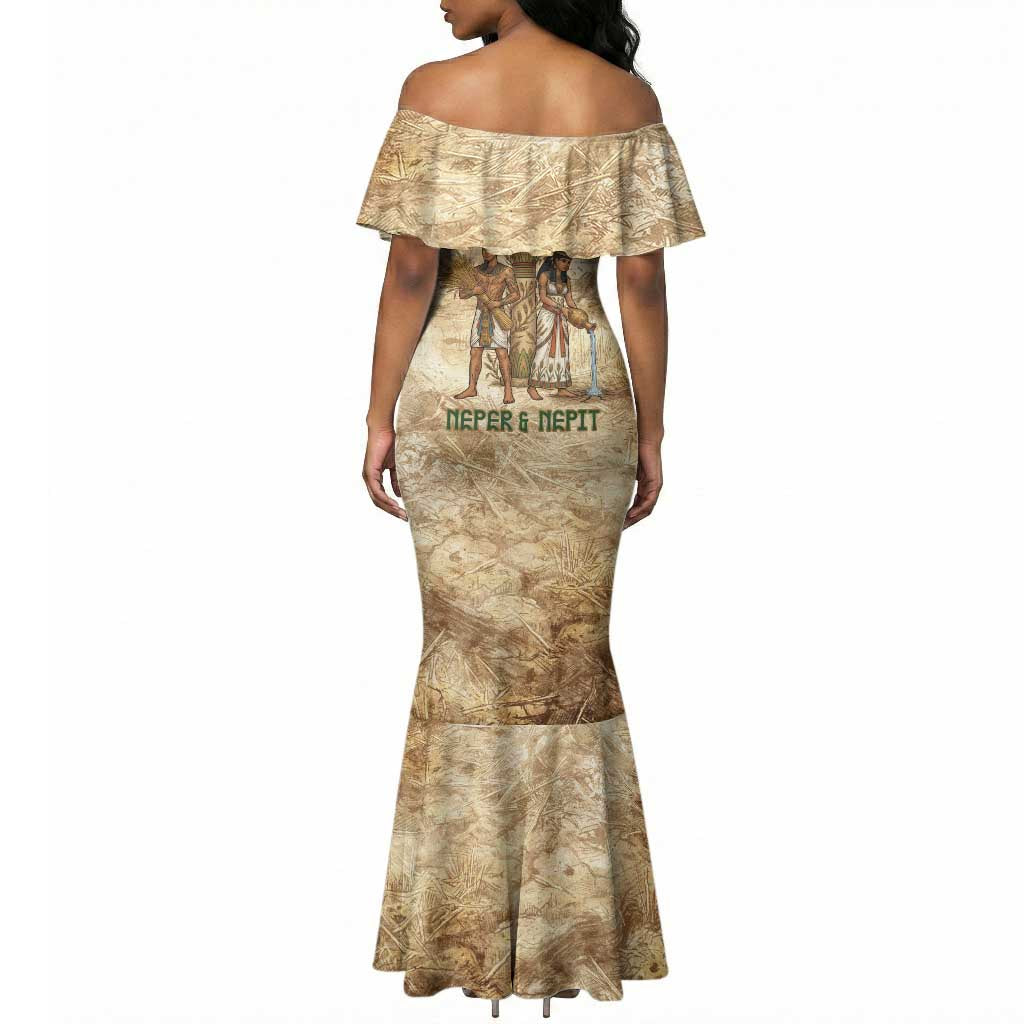 Neper and Nepit Mermaid Dress Ancient Harvest and Fertility Design with Sickle and Grain