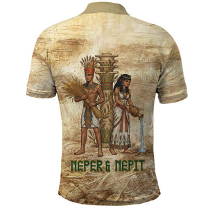 Neper and Nepit Polo Shirt Ancient Harvest and Fertility Design with Sickle and Grain