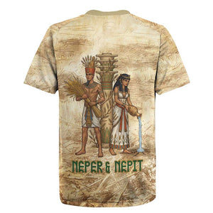Neper and Nepit Rugby Jersey Ancient Harvest and Fertility Design with Sickle and Grain
