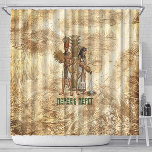 Neper and Nepit Shower Curtain Ancient Harvest and Fertility Design with Sickle and Grain