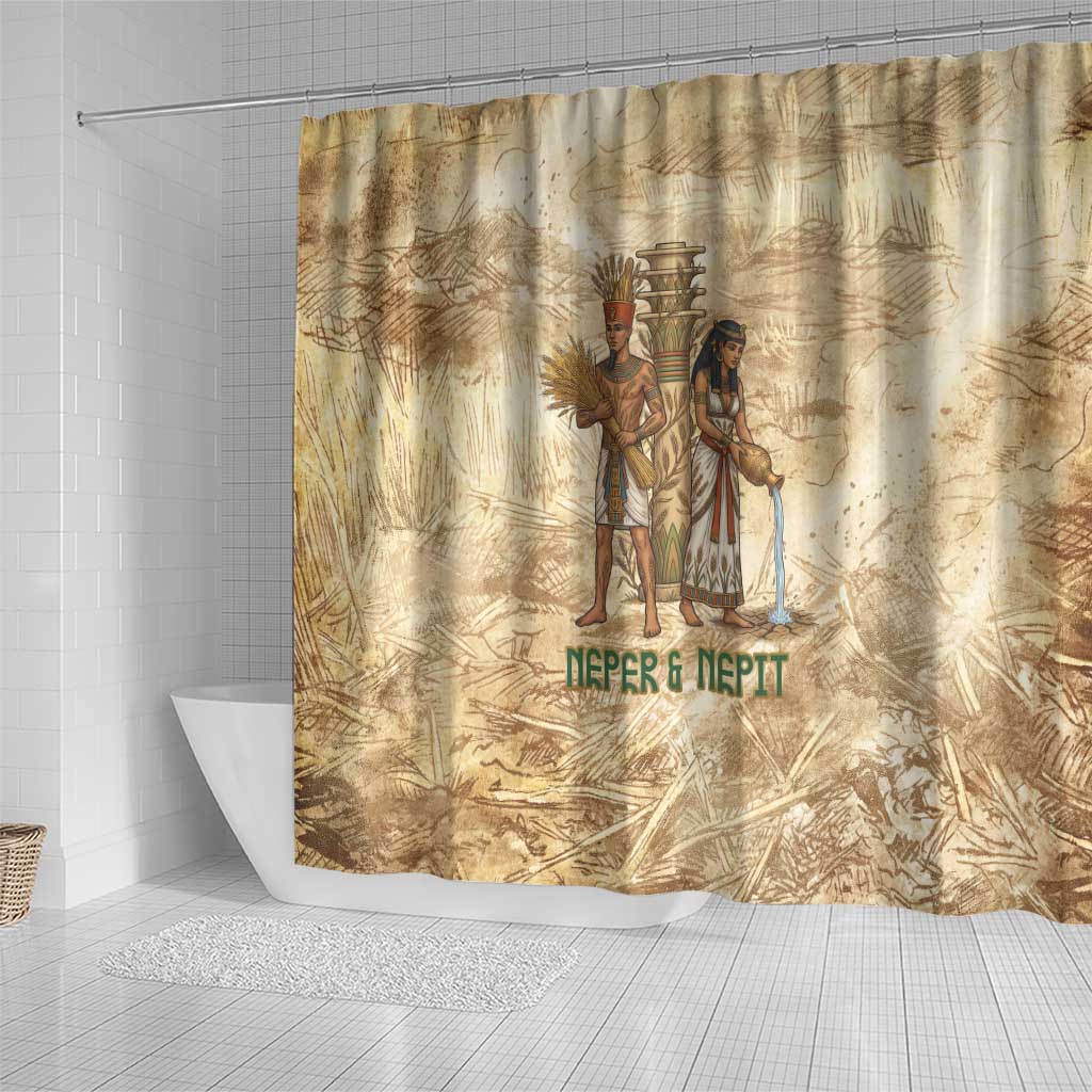 Neper and Nepit Shower Curtain Ancient Harvest and Fertility Design with Sickle and Grain