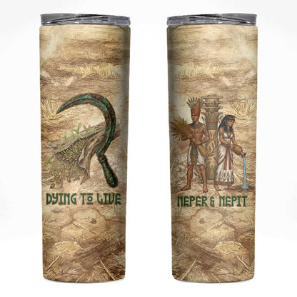 Neper and Nepit Skinny Tumbler Ancient Harvest and Fertility Design with Sickle and Grain