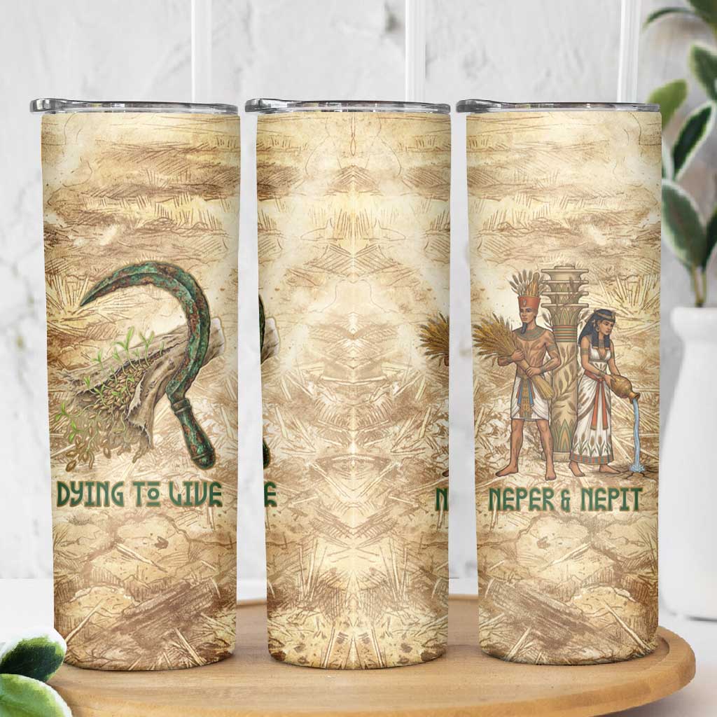 Neper and Nepit Skinny Tumbler Ancient Harvest and Fertility Design with Sickle and Grain