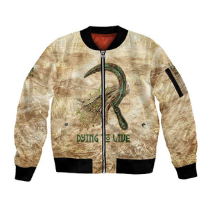 Neper and Nepit Sleeve Zip Bomber Jacket Ancient Harvest and Fertility Design with Sickle and Grain