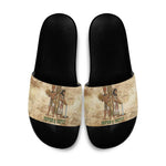 Neper and Nepit Slide Sandals Ancient Harvest and Fertility Design with Sickle and Grain
