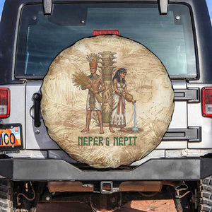 Neper and Nepit Spare Tire Cover Ancient Harvest and Fertility Design with Sickle and Grain