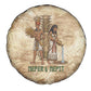 Neper and Nepit Spare Tire Cover Ancient Harvest and Fertility Design with Sickle and Grain