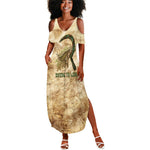 Neper and Nepit Summer Maxi Dress Ancient Harvest and Fertility Design with Sickle and Grain