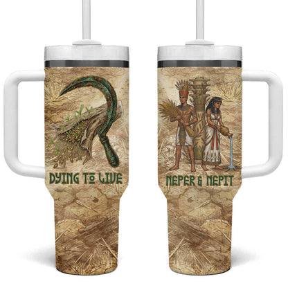 Neper and Nepit Tumbler With Handle Ancient Harvest and Fertility Design with Sickle and Grain