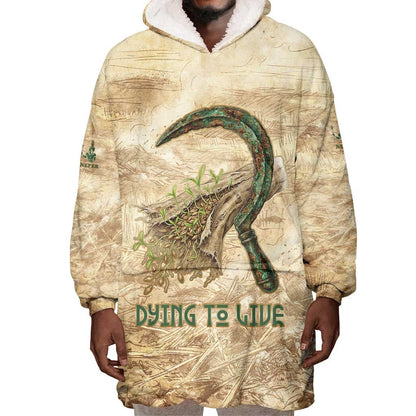 Neper and Nepit Wearable Blanket Hoodie Ancient Harvest and Fertility Design with Sickle and Grain
