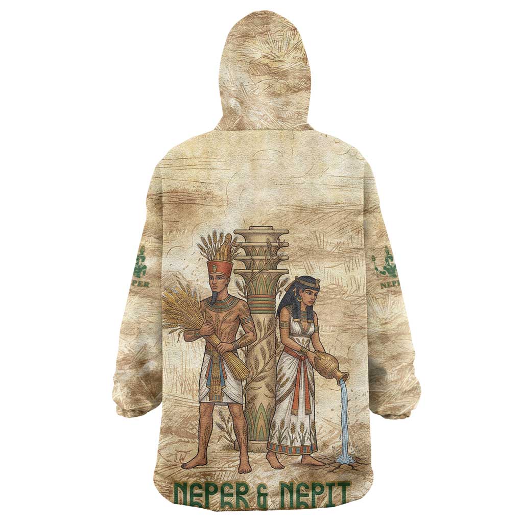 Neper and Nepit Wearable Blanket Hoodie Ancient Harvest and Fertility Design with Sickle and Grain