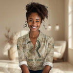 Neper and Nepit Women Casual Shirt Ancient Harvest and Fertility Design with Sickle and Grain