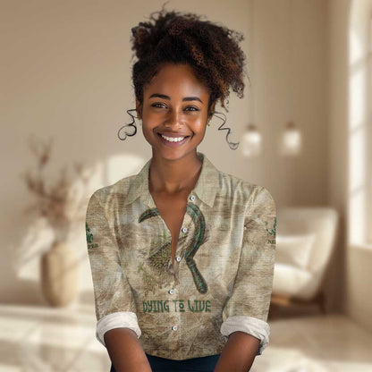 Neper and Nepit Women Casual Shirt Ancient Harvest and Fertility Design with Sickle and Grain