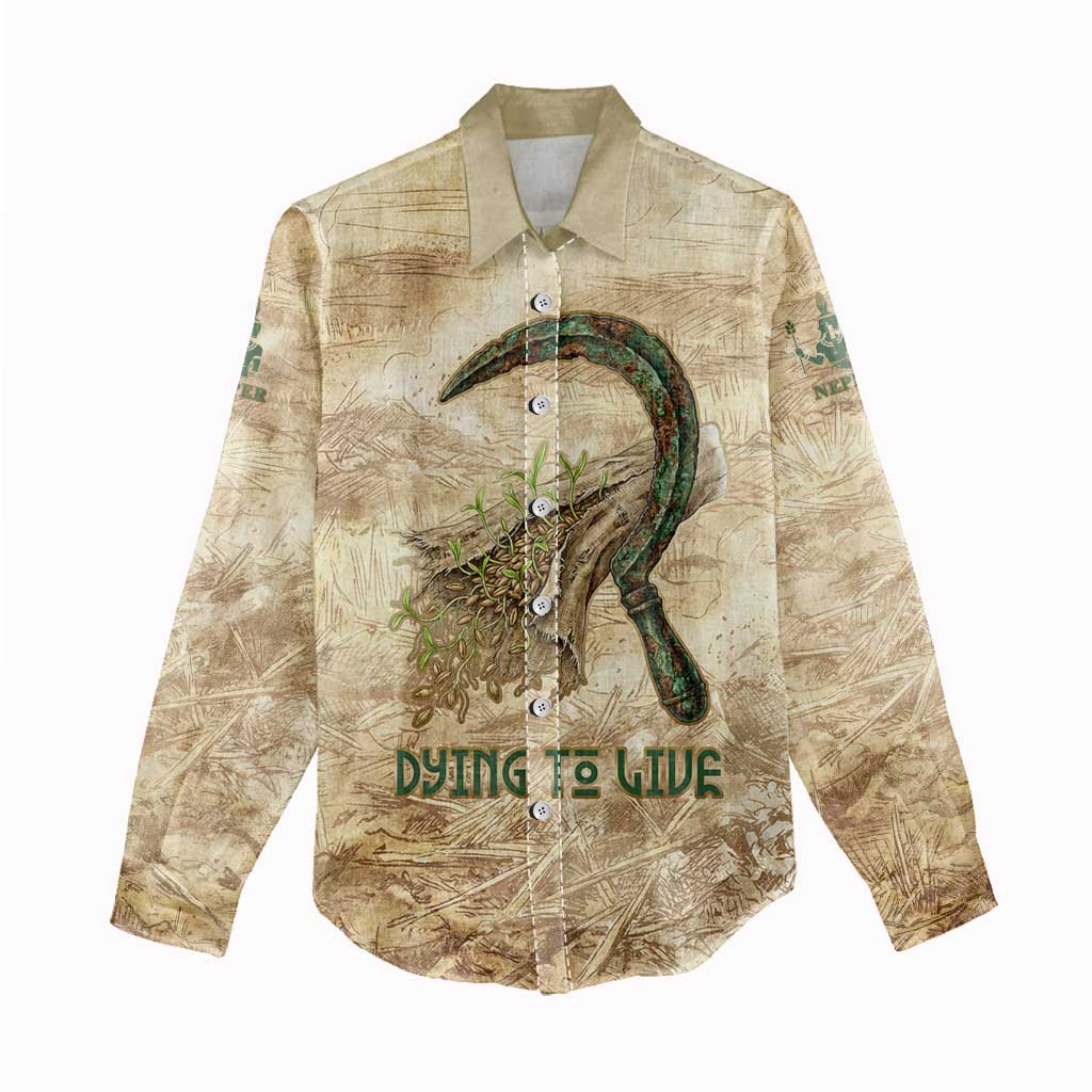 Neper and Nepit Women Casual Shirt Ancient Harvest and Fertility Design with Sickle and Grain